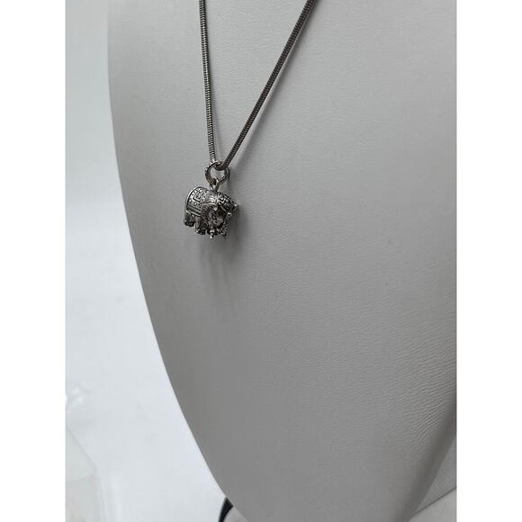 Sterling Silver Elephant Trunk Up Good Luck Pendant and 925 Chain Necklace - Picture 4 of 13